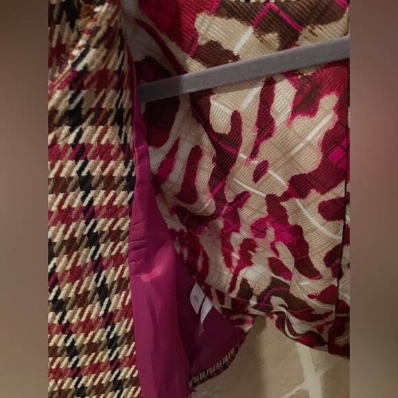 Anne Klein Fall Houndstooth Satin lined fringe trim Blazer Old Money Career 14 - Picture 4 of 10